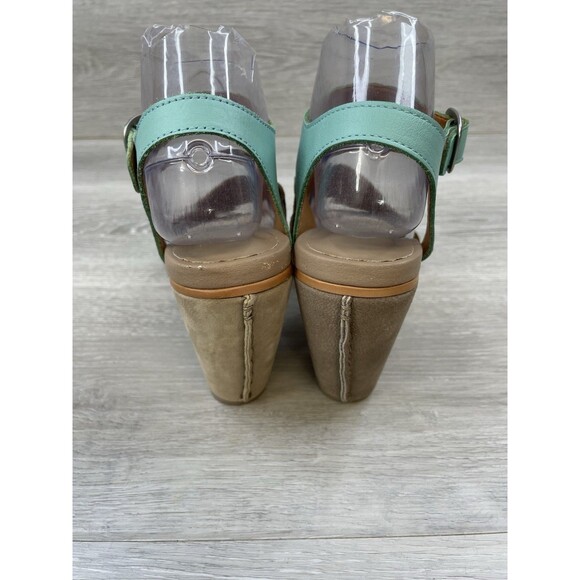 EMU Australia Ever Women's Brown Suede Turquoise Heel Sanal 8 Ankle Strap Shoes - Picture 4 of 10